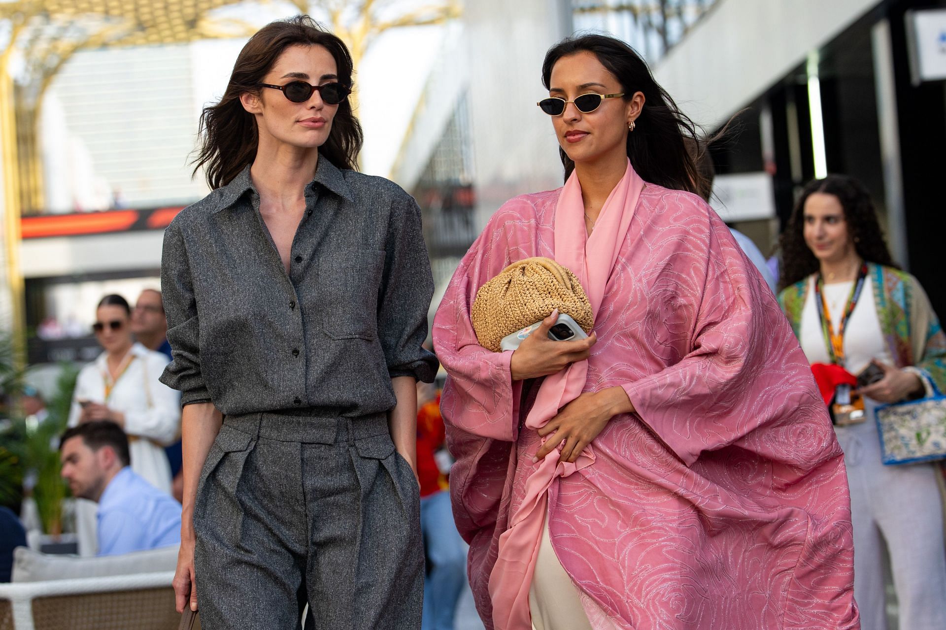 Rebecca Donaldson with Charles Leclerc's partner Alexandra Saint Mleux at the F1 Grand Prix of Saudi Arabia - Source: Getty